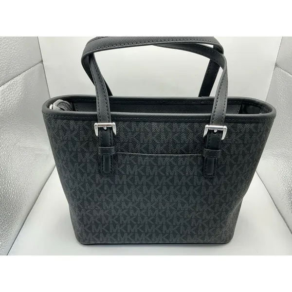 Michael Kors Jet Set Travel XS Tote Black MK Signature Coated Canvas NWT $328 - Image 3