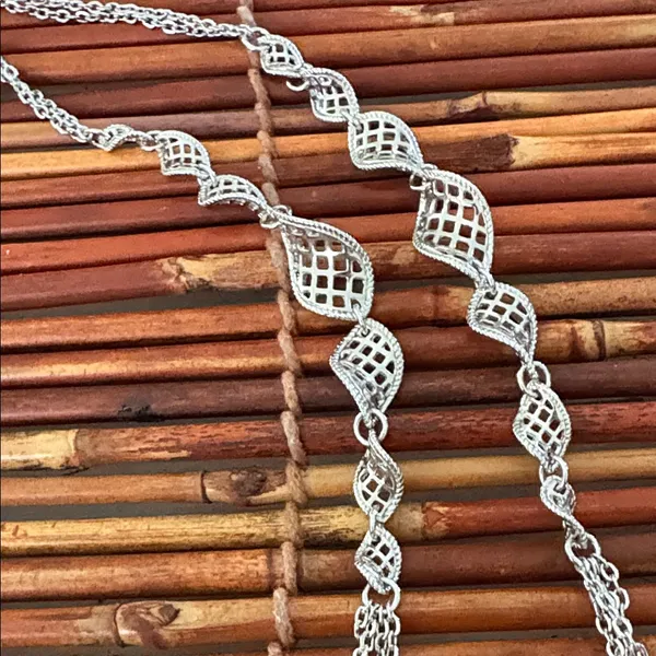 Lia Sophia Silver-Tone Multi Strand Filigree Link Necklace 36”-39” - Image 4