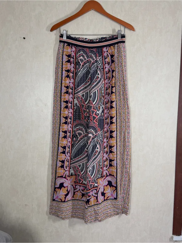 Maeve By Anthropologie Rooibos Cropped Wide Leg Pants Boho in Geometric Floral S - Image 2