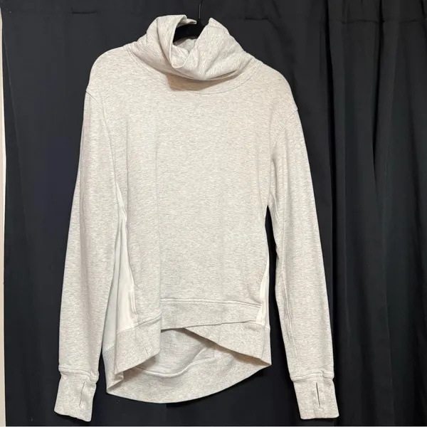 Lululemon On The Double Pullover Heathered White Size 6 - Image 4