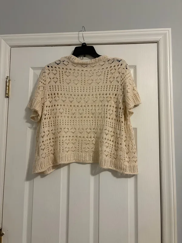 Cute cropped cardigan with short sleeves White Size L - Image 4