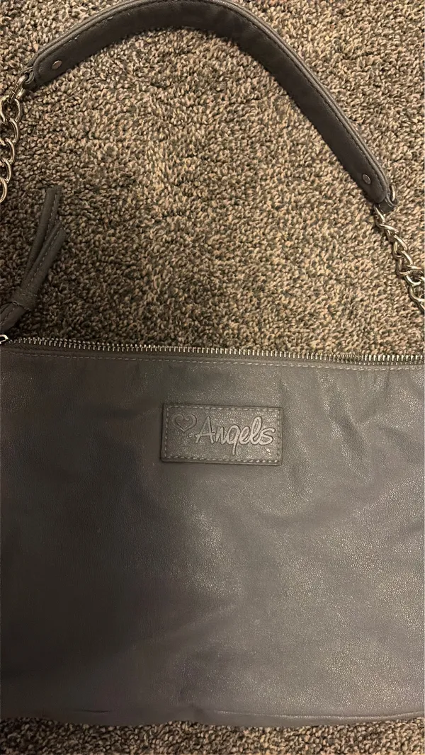 Vintage Angels grey rhinestone baguette shoulder bag Y2K - Image 4