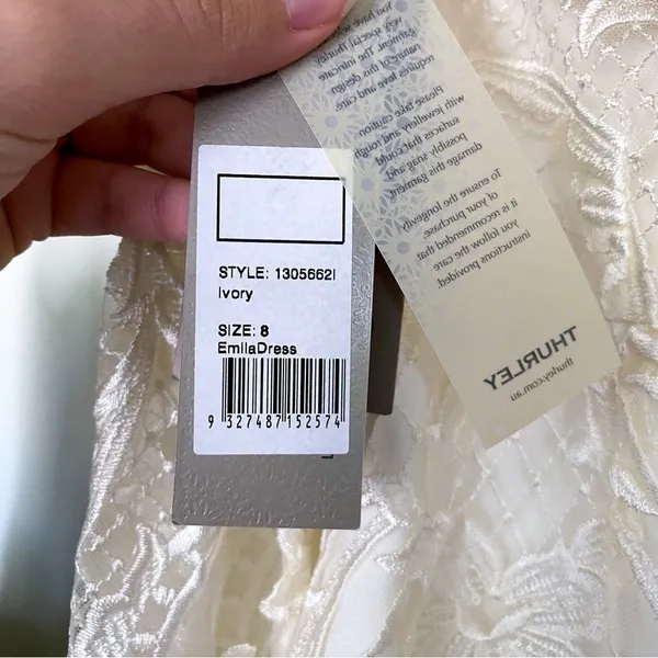 BHLDN‎ Thurley Dress Emilia Lace Semi-Sheer Off-Shoulder Bridal Ivory 8 NWT - Image 8
