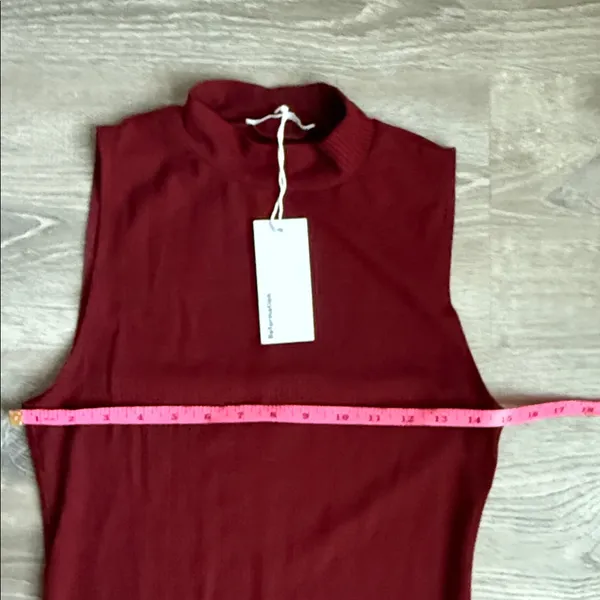 NEW REFORMATION Skylar Knit Mini Dress - Chianti Small - Image 4