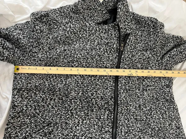 JustFab Black & White Marled Textured Asymmetrical Zip Coat 2X NWT - Image 9