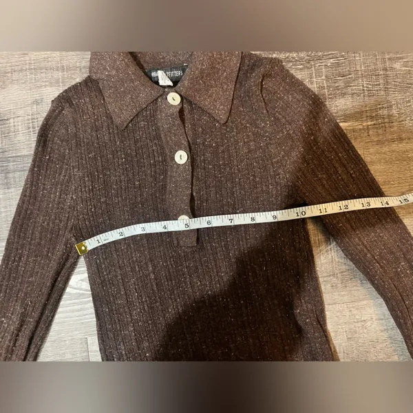 URBAN OUTFITTERS Chocolate Ribbed Henley Top - Image 6