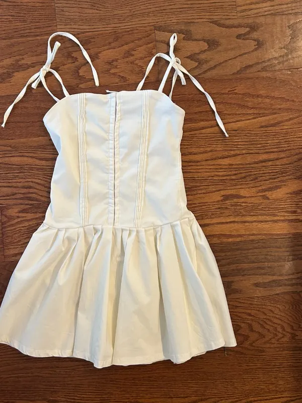 Pin Tuck Corset Bodice Mini Dress Size XS Spaghetti Straps - Image 5