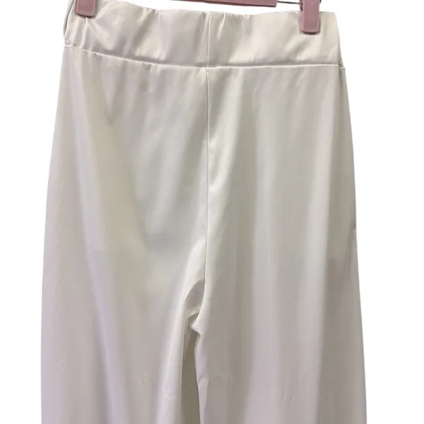 Source Unknown White Wide Leg High Waist Pull On Pants Pleated Front with Pockets Womens Medium - Image 4