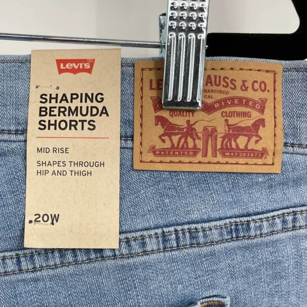 Levi's Blue Shaping Bermuda Jean Shorts 20W Mid Rise Stretch Roll Hem NEW Womens - Image 6