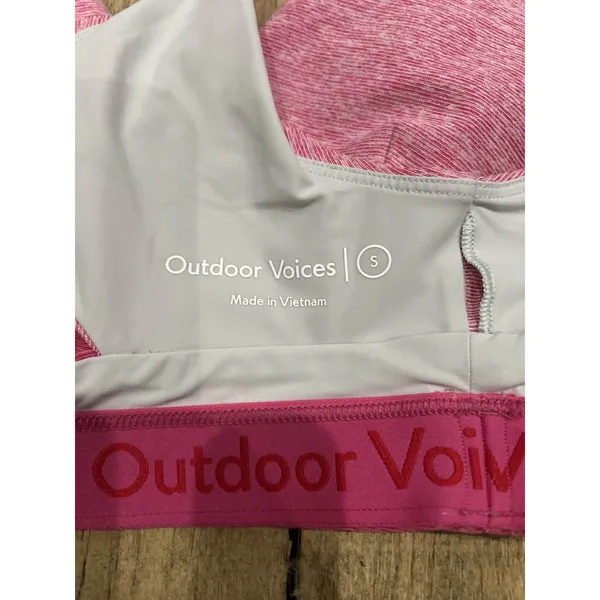 Outdoor Voices Pink Tri Tone Slashback Crop Top Sports Bra Women's Size Small - Image 3