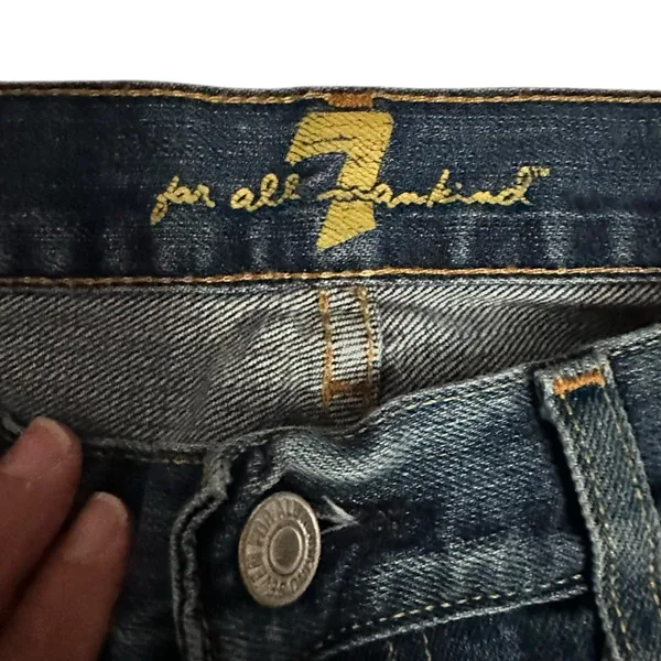 7 For All Mankind Straight Leg Blue Denim Jeans 100% Cotton Button Zip Women - Image 3