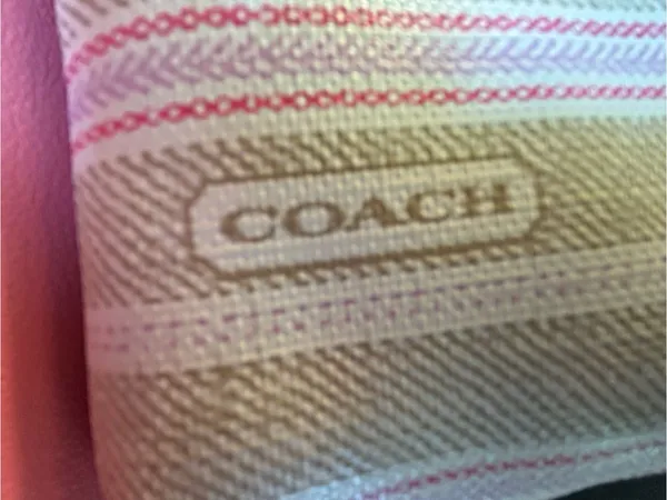 Coach Beige Stripe Wristlet with Pink Accents - Image 3