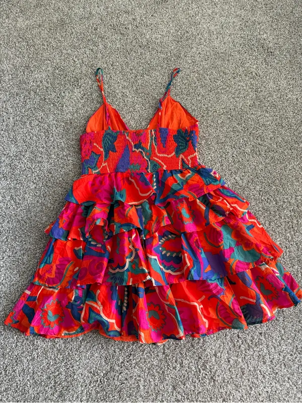 Sugar Lips Kahlia Tropics Mavey Poplin Gauze Sweetheart Neck Sleeveless Tiered Ruffle Mini - Image 5