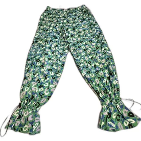 Diane Von Furstenberg Jogger Cargo Pants L Green Harem Bloomer Ankle Tie DVF - Image 8