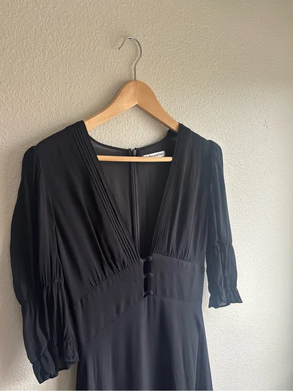 Ginny Black V-Neck Midi Dress - Image 7