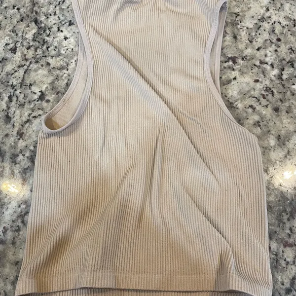 Zara Tan Ribbed Tank Top - Image 3