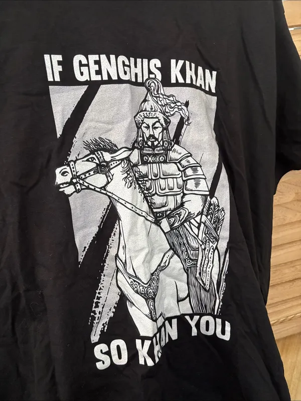 Black Graphic Tee - If Genghis Khan Design NWOT Large - Image 2