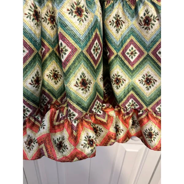 Autumn Adeigbo Mini Dress Babydoll Green Orange Puff Sleeve Size 2 Eclectic Luxe - Image 3