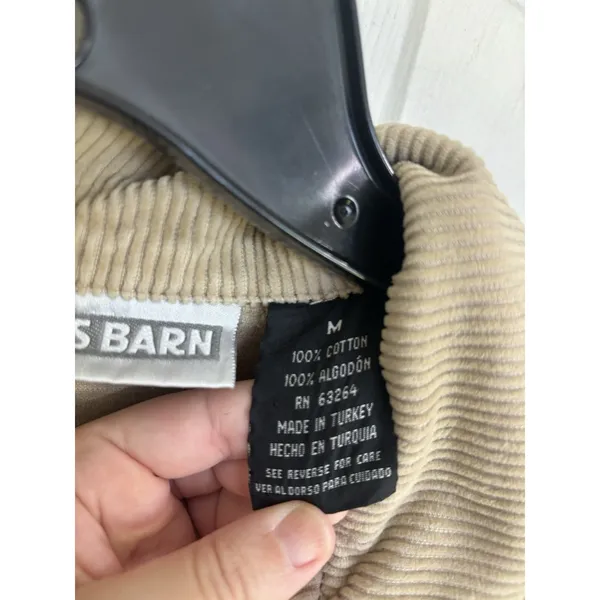 Dress Barn Vtg 90s Tan Wide Wale Corduroy Chore Coat Patch Pocket Barn Jacket M Work Wear - Image 10