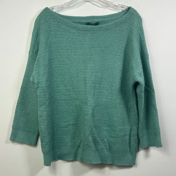 Lauren Ralph Lauren Sage Green Open Knit Cotton Boat Neck Sweater XL NWT - Image 2