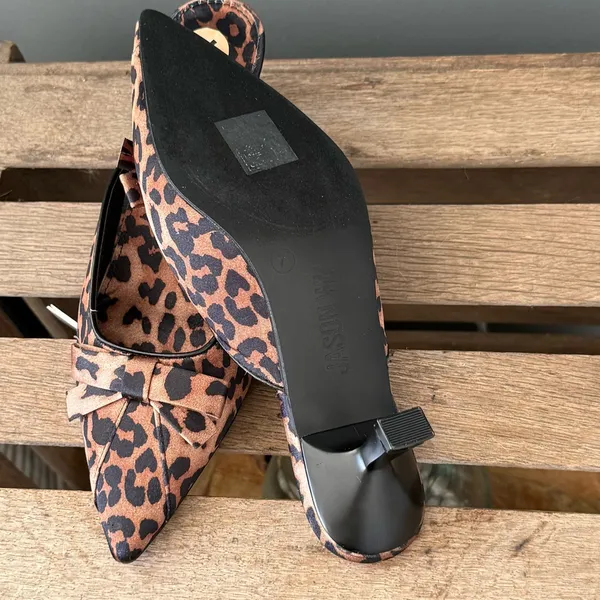Jason Wu Leopard Print Pointed Toe Slingback Bow‎ Kitten Heels Sz 7 A39 - Image 8
