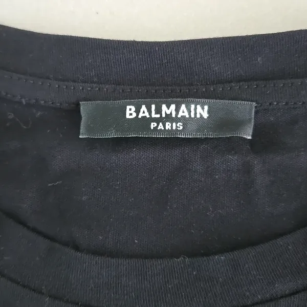 Authentic Balmain Woman's Black T-Shirt with Gold Accents Size XS - Image 4