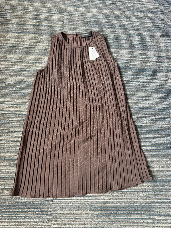 Banana Republic Pleated Dot Shift Dress Small S Brown Sleeveless Knee Length NWT - Image 2
