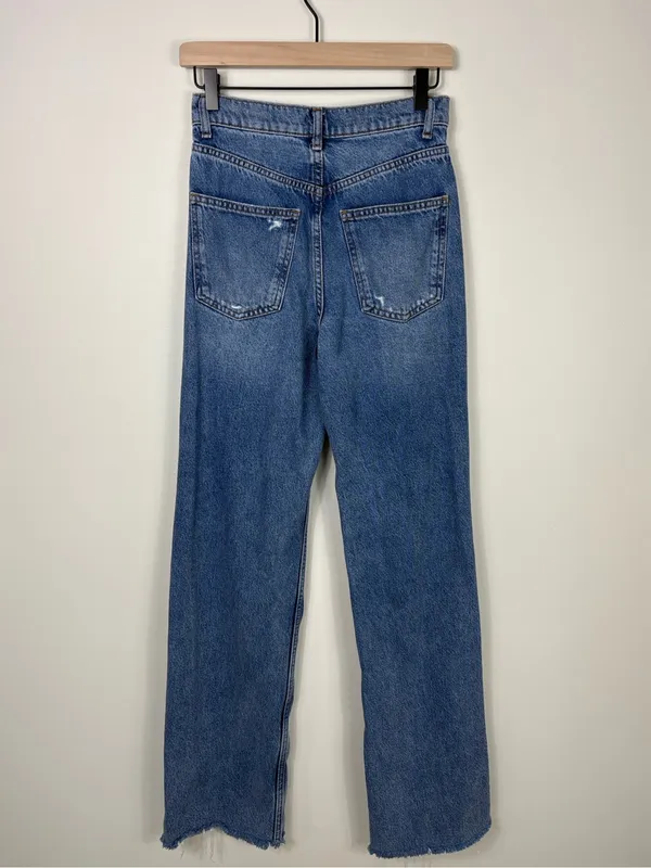 Zara 90s Full Length Jeans Straight Leg Women’s Size 2 High Rise Blue Denim - Image 6