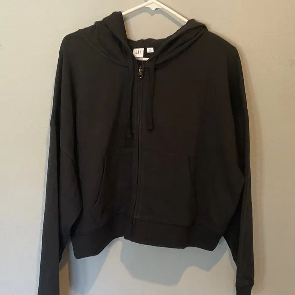 GAP Hooded Black Crop Sweater, NWT, size M - Image 2