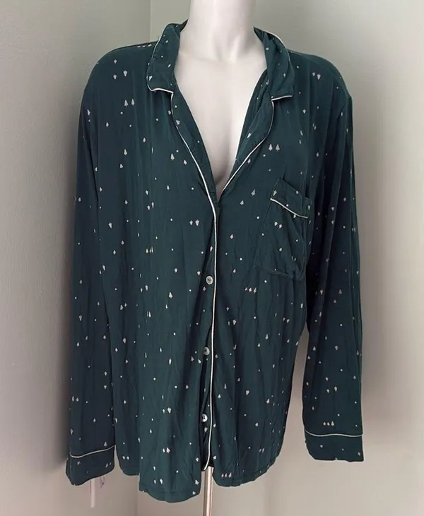 Eberjey Green Christmas tree pajama top XL - Image 2