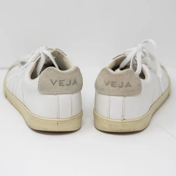Veja Women's Esplar Genuine Leather Suede Low Top Lace Up Sneakers Shoes White 8 - Image 4