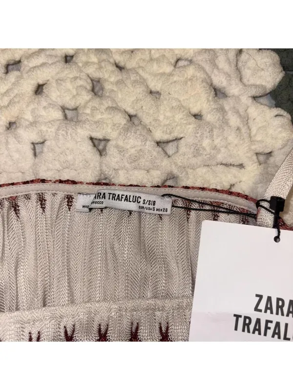 Zara Trafaluc New With Tags Smocked Knot Crop Top Spaghetti Straps Woman’s S - Image 6