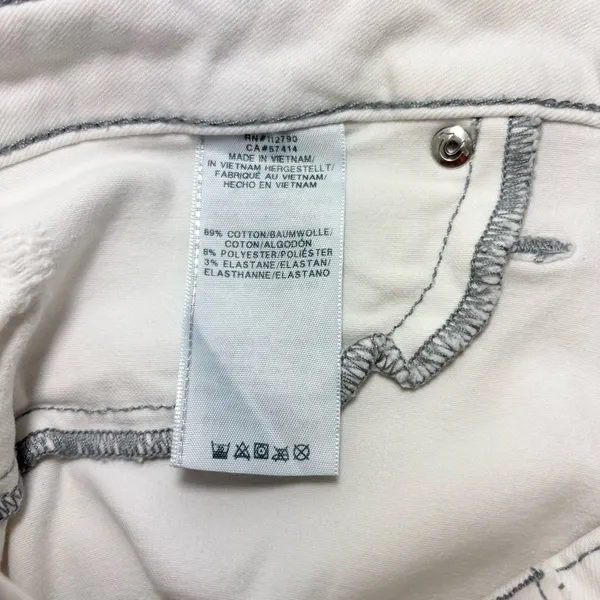 True Religion Curvy Skinny White Distressed Crystal Jeans Size‎ 34 - Image 7