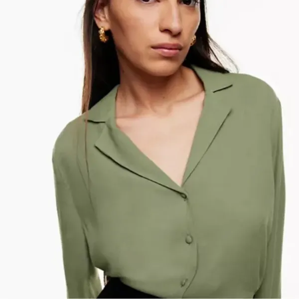 Aritzia  Wilfred Tulum‎ Blouse Green Button Down XS - Image 2