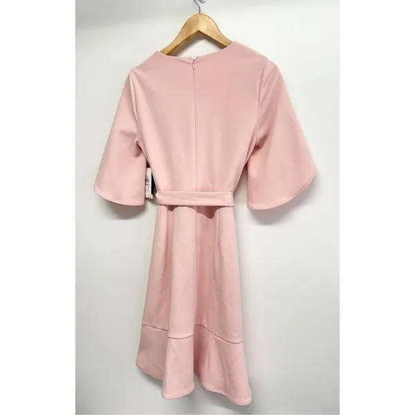 DKNY Pink Tulip Sleeve Faux Wrap Ruffle Hem Dress Size‎ 6 NEW - Image 10