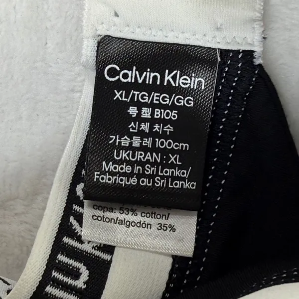 Calvin Klein Black White Logo Triangle Bralette Lightly‎ Lined QF5650 XL NEW - Image 3