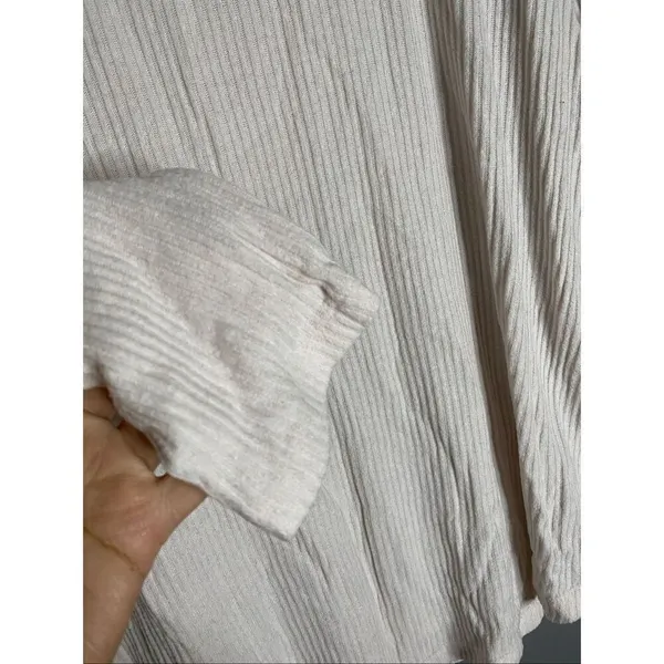 Old Navy White Pink Waffle Knit Scoop Neck Top Size XL - Image 3