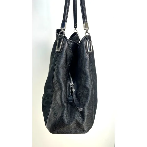 Coach Madison Op Art Sateen Phoebe Shoulder Bag Black Jacquard - Image 4