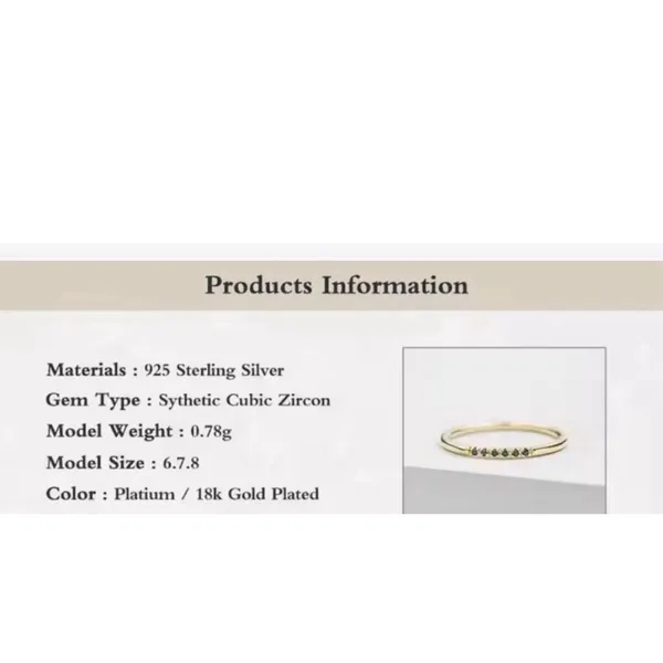 NEW Women's‎ Dainty 14k Gold Plated S925 Black Melee Diamond Ring Size 5.5 - Image 14