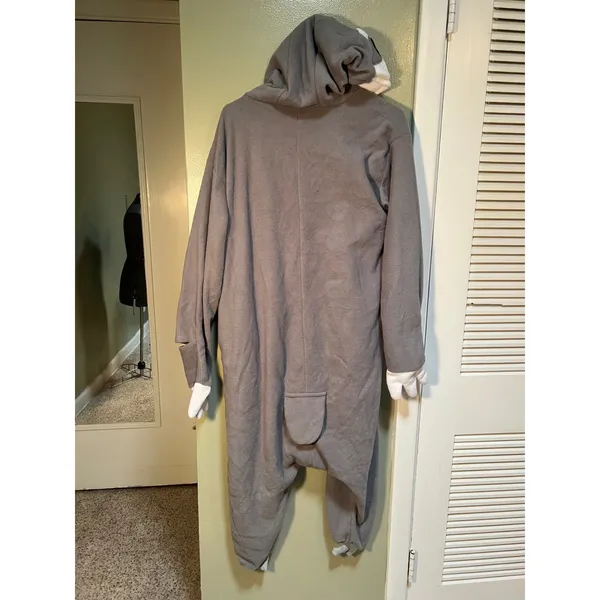 Unisex Adult Sz Small Gray Sloth Cosplay One Piece Pajamas Costume Snap Up Long - Image 8