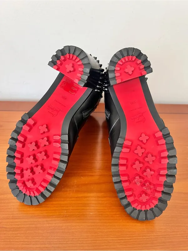 Christian Louboutin Glory mount70 Leather Spike Shearling Boots Size 39.5 RARE - Image 10
