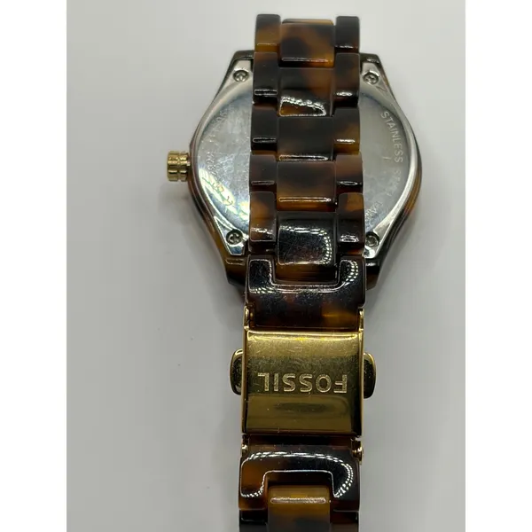 Fossil ES-2922 Women Tortoise Shell Brown Dial Watch Gold‎ Tone Stainless Steel - Image 7