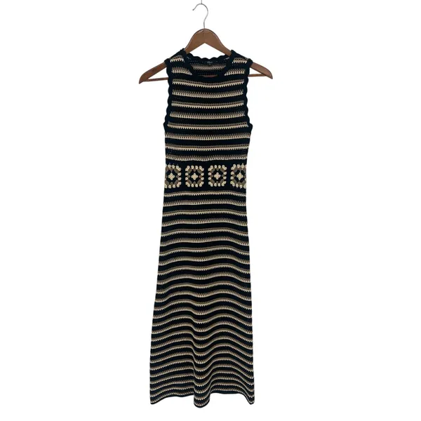 Rails Coco Crochet Knit Midi Dress Black Cream Brown‎ XS - Image 3
