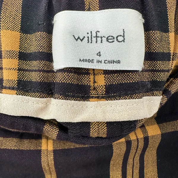 Aritzia Wilfred Women's Darontal Yellow/Brown‎ Plaid Pants Pull-On Size 4 - Image 3