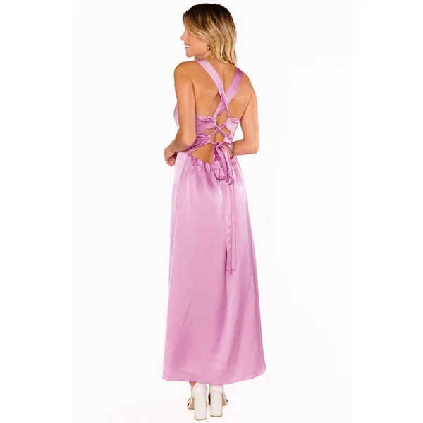 Show Me Your Mumu Mina Midi Dress Purple Pink Luxe Satin M NWT - Image 8