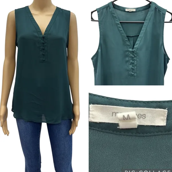 Maurices Sleeveless Quarter Button Front V Neck Tunic Blouse Top Womens Medium - Image 3