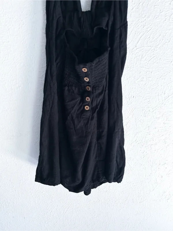 Free People In Her Element Black Halter Mini Dress Linen Blend Small - Image 4