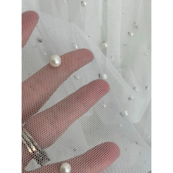 INA sheer white mesh decorated faux pearls‎ size medium - Image 3