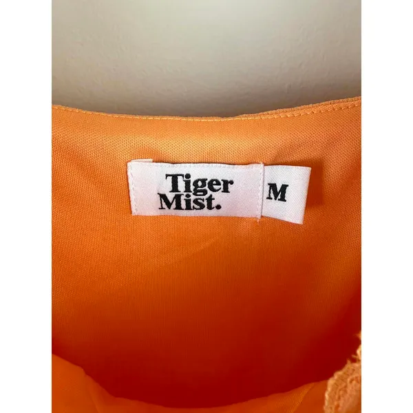 Tiger Mist Orange Bijou Fitted Mini Tie Strap Mini Tiered Dress - Size - Medium - Image 5