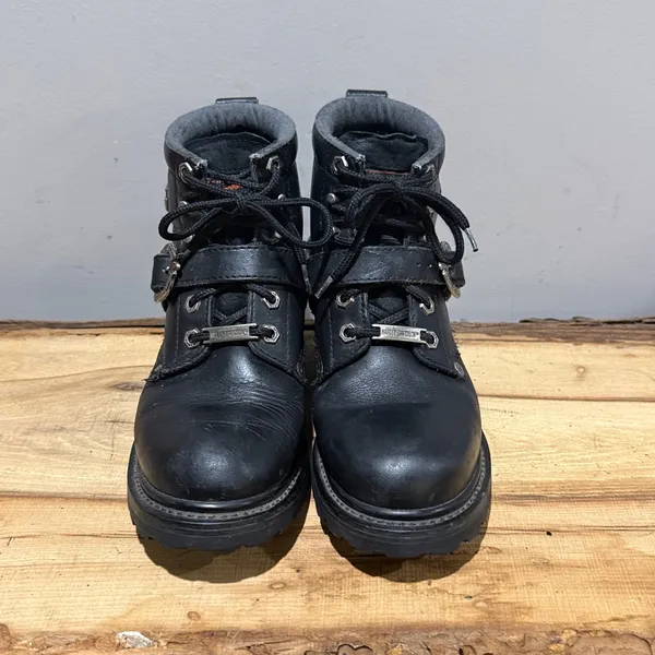 Harley Davidson women’s black bike boots Size 7 B83‎ - Image 3